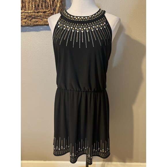 WHBM Dress M Medium 6 8 10 Studded Gold Silver Black Sleeveless Washable - Picture 9 of 15